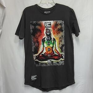 Men's Bhood Gray Graphic Meditation Short Sleeve T-Shirt  Size Medium Streetwear